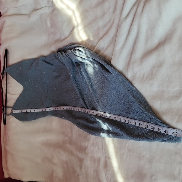 Women's Junior Size, Bodycon Sparkling Blue with Ruched Side Part & Slit Dress - Picture 6 of 11